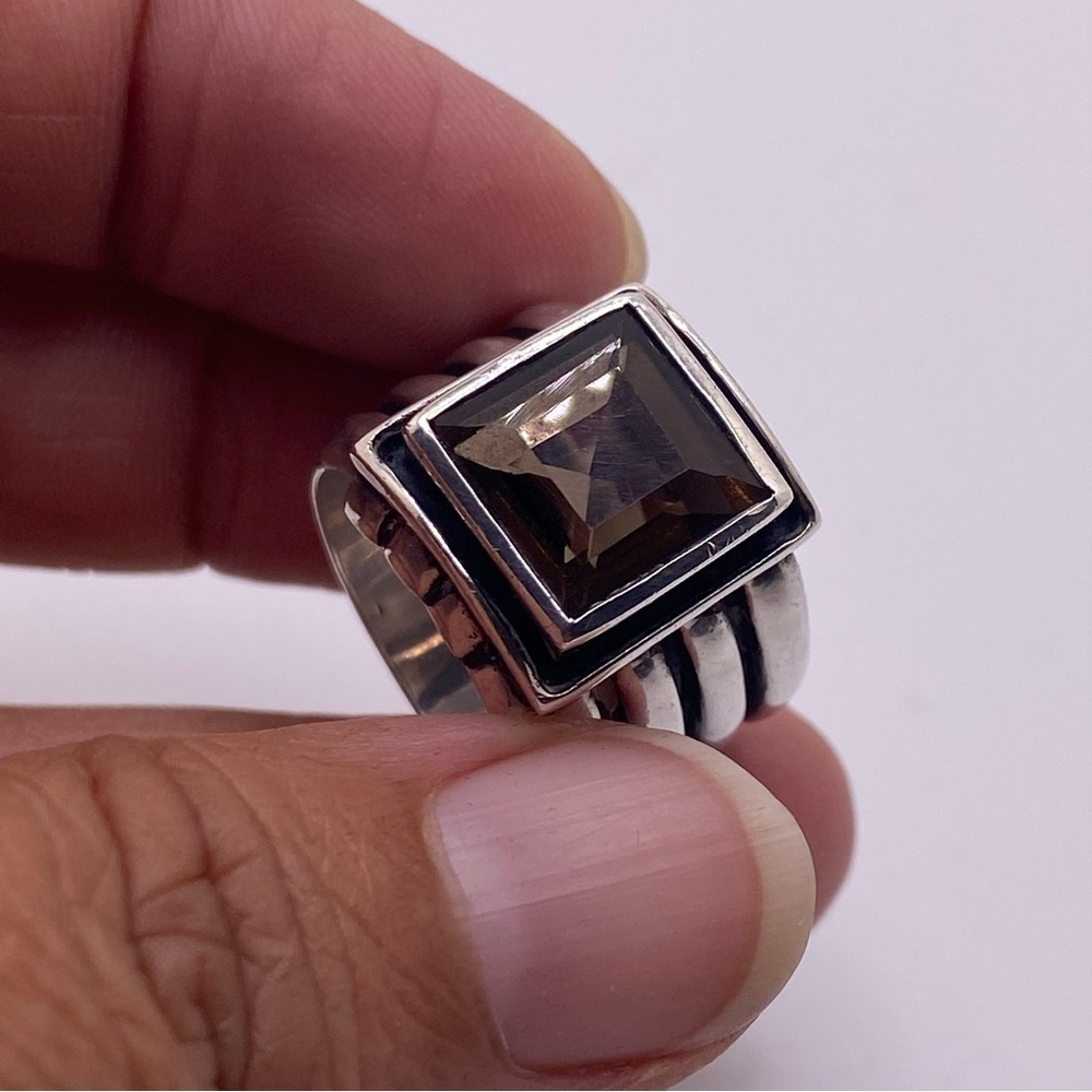 Rare Silpada Women's Faceted Smoky Quartz Sterling Silver Ring Size 7.5 - Picture 6 of 8
